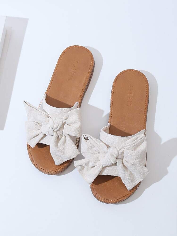 Bow Decor Slide Sandals | SHEIN
