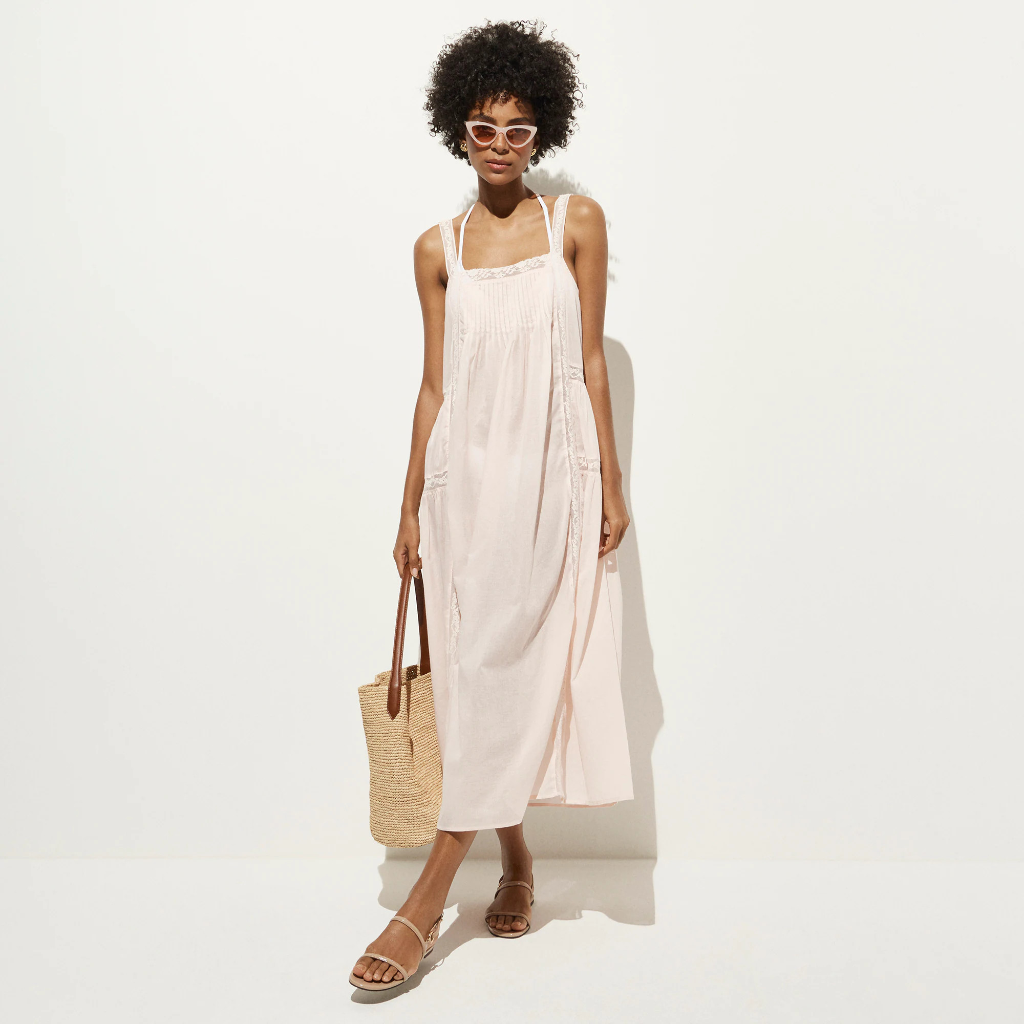 Cotton voile lace-trim sundress | J. Crew US