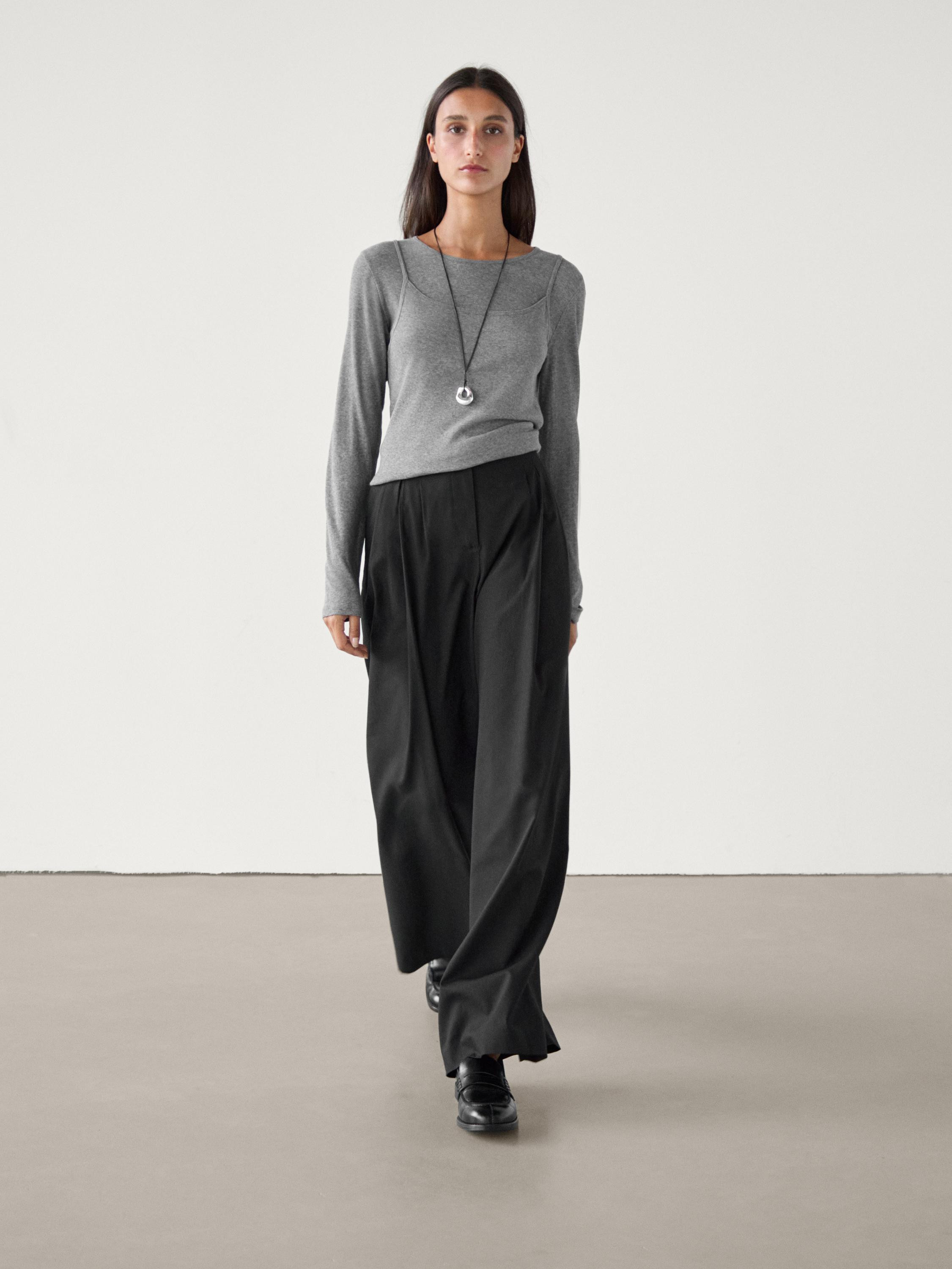 Pleated palazzo trousers | Massimo Dutti UK