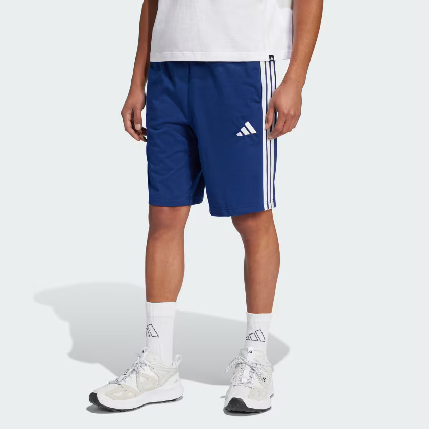 adidas Essential 3-Stripes Single Jersey Shorts 10-Inch - Blue | Free Shipping with adiClub | adi... | adidas (US)
