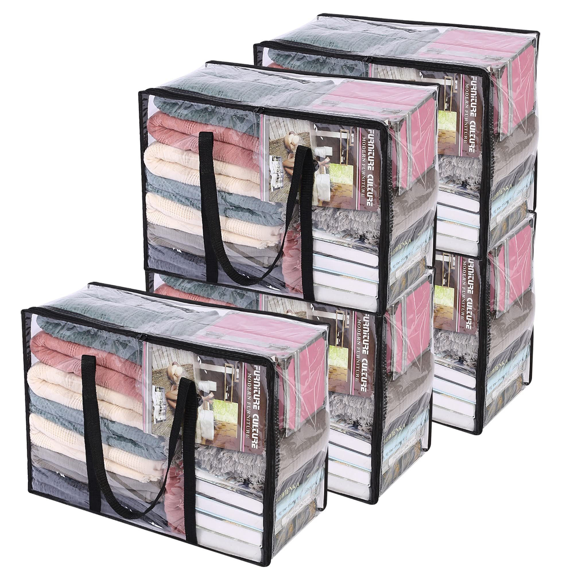 Vieshful 5 Pack Clear Comforter Storage Bag, 40L Clothes Storage Bag with Zipper Closet Organizer... | Amazon (US)