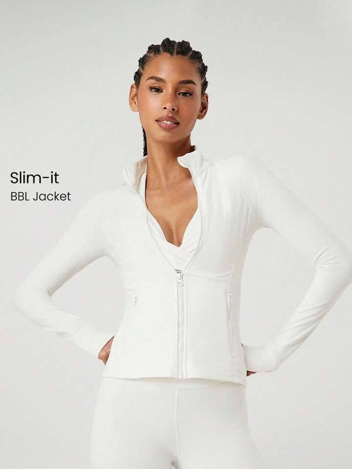 GLOWMODE FeatherFit™ Slim-It Streamline Performance Secure Pockets Zip Up Long Sleeve Jacket Low Impact Yoga Daily Fall | SHEIN