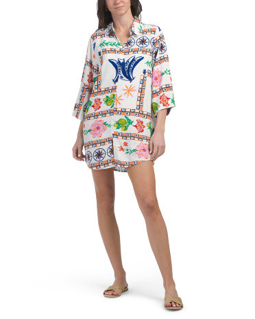 Linen Blend Betina Shirt Dress Swim Cover-up | TJ Maxx