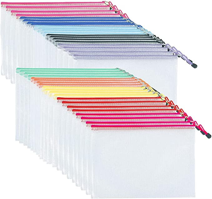 Amazon.com : Janisfirst Mesh Zipper Pouch Document Bag, Plastic Zip File Folders,A4 Letter Size W... | Amazon (US)