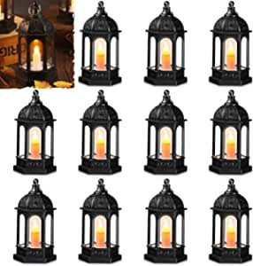 12 Pcs Mini Lanterns Decorative Vintage Hanging Candle Lanterns Rustic Lantern Candle Holder Lant... | Amazon (US)