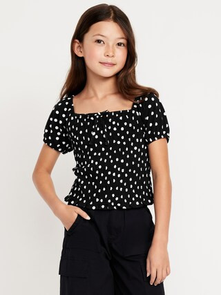 Short Puff-Sleeve Smocked Top for Girls | Old Navy (US)