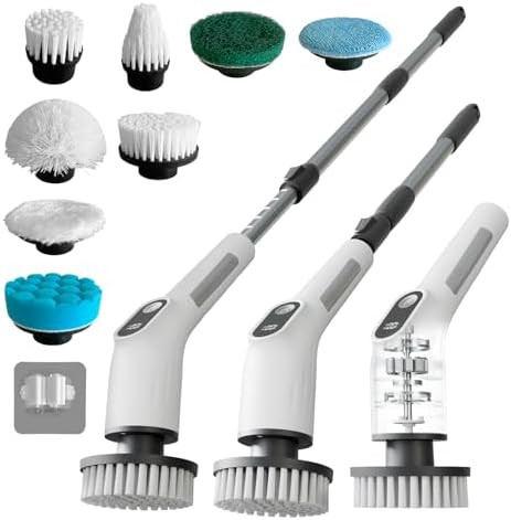 Electric Spin Scrubber with 4000mAh Battery, 380-500 RPM, 8 Replaceable Brush Heads, Adjustable H... | Amazon (CA)