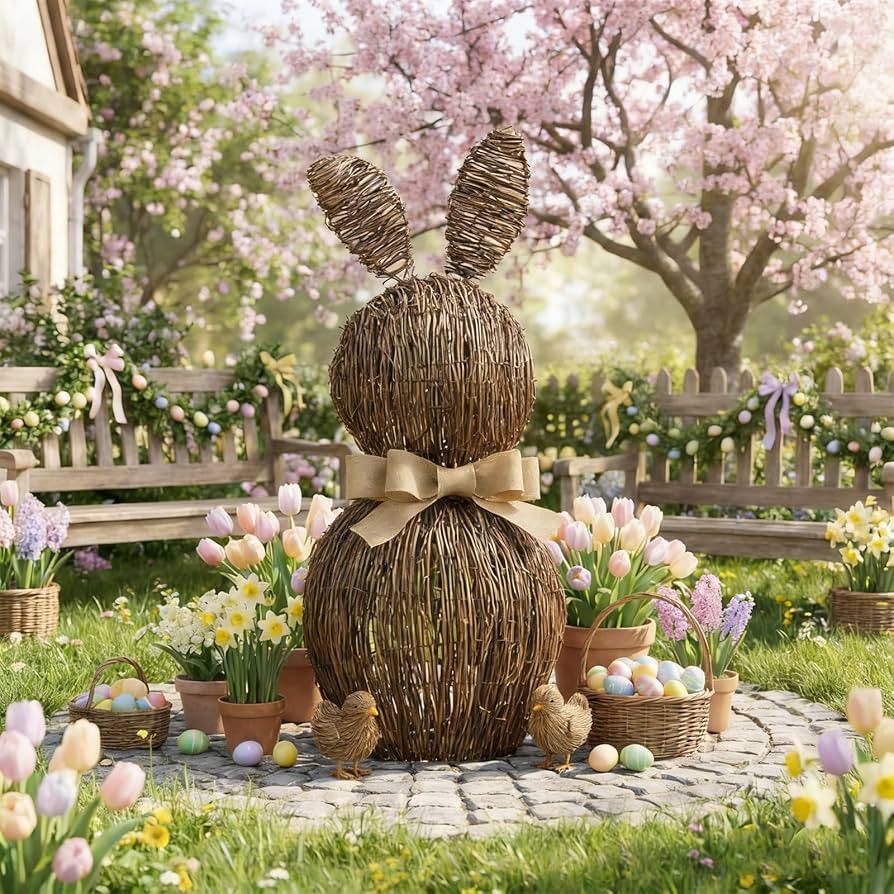 Rattan Easter Bunny, Wicker Bunny, Figurine Rattan Bunny Decor, for Home Farmhouse Table Kitchen | Amazon (CA)