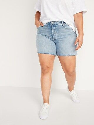 High-Waisted Button-Fly O.G. Straight Ripped Cut-Off Jean Shorts for Women -- 5-inch inseam | Old Navy (CA)