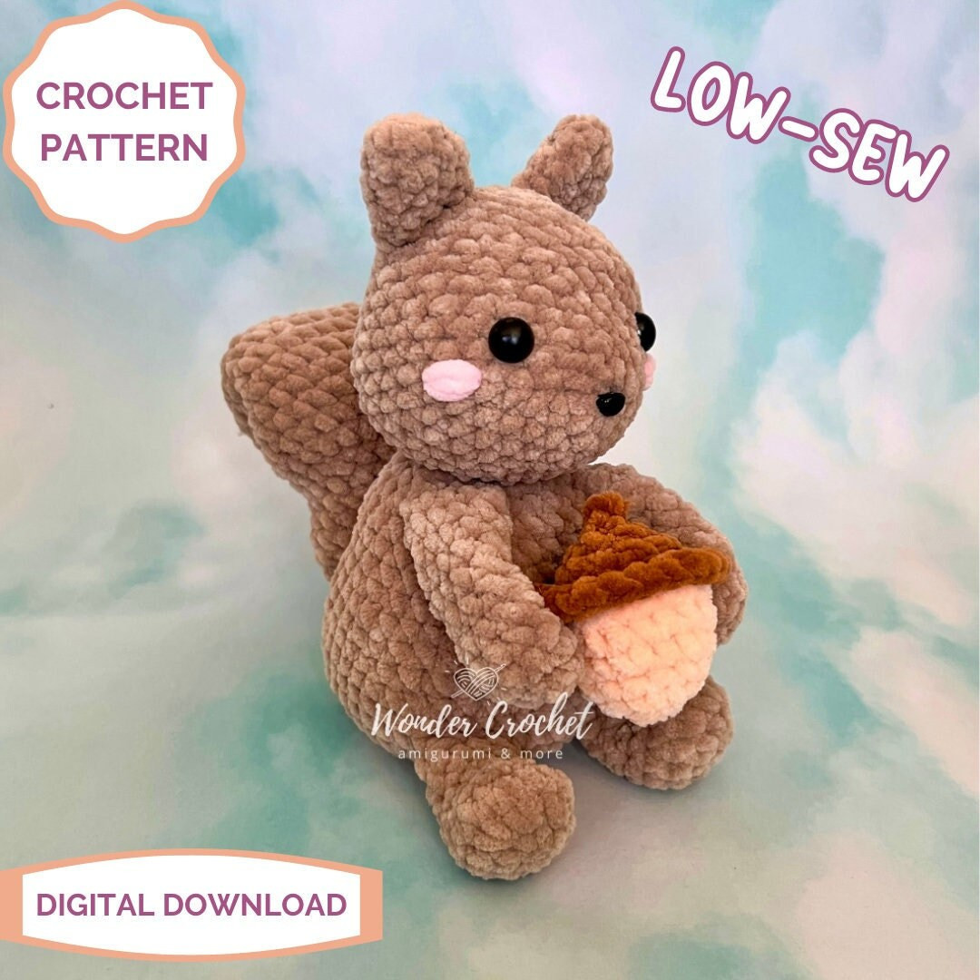 LOW-SEW Squirrel Plush Crochet PATTERN - Etsy | Etsy (US)