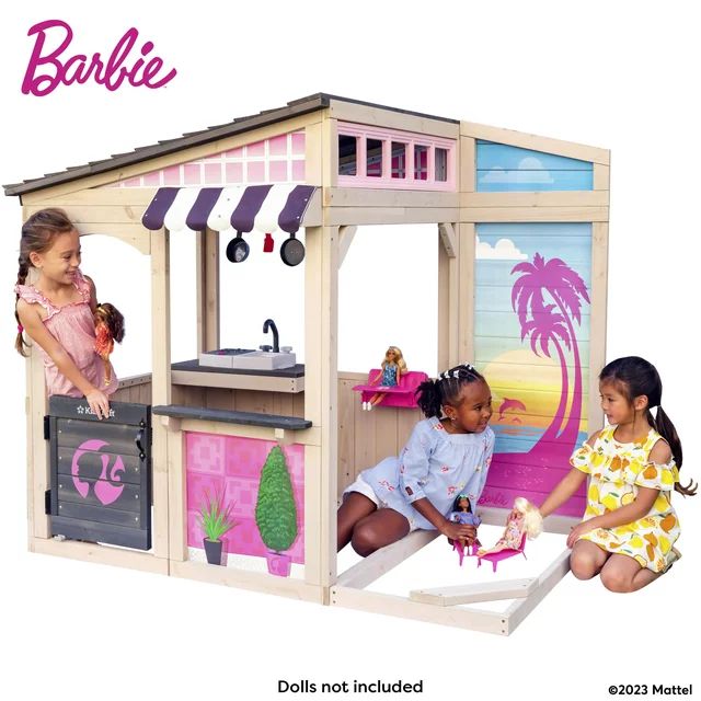 KidKraft Barbie™ Seaside Wooden Outdoor Playhouse with Attachable Doll Table and Chairs - Walma... | Walmart (US)
