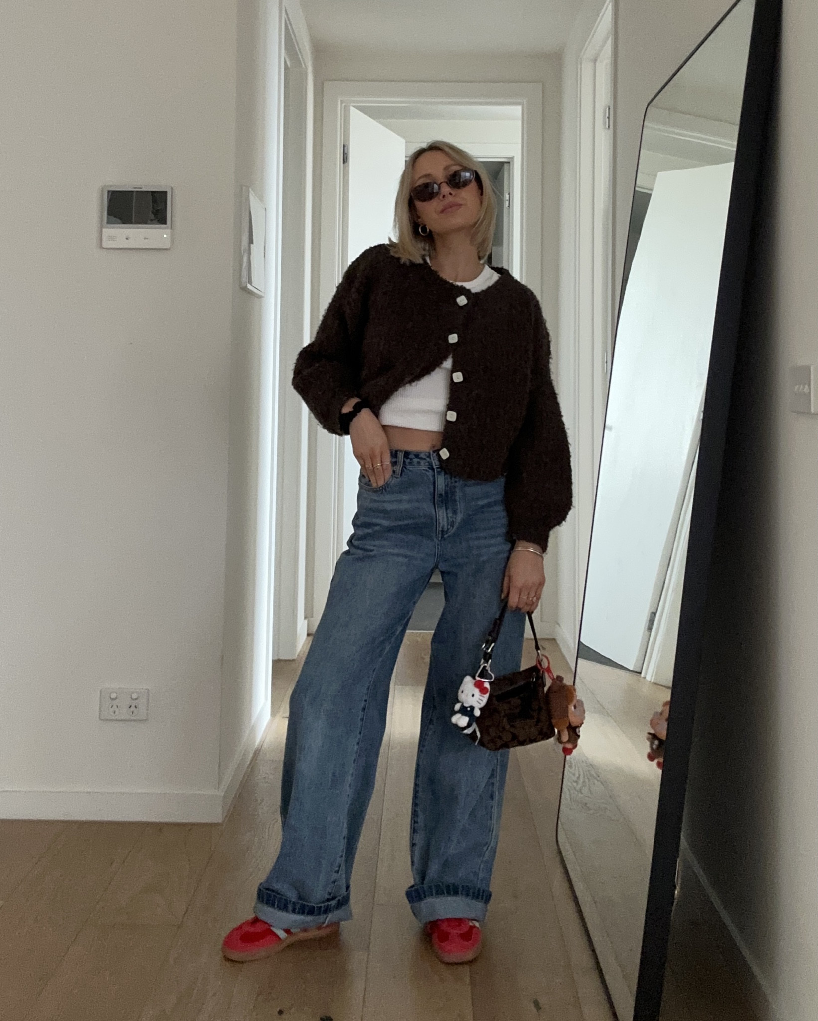 Winter #ootd with a touch of red ❤️‍🔥. This colour in the knit has sold out but I have linked the navy in the same style 🫶🏼