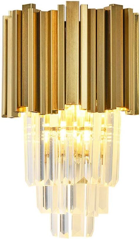 Postmodern Crystal Wall Lamp with Tiered Clear Crystal and Irregular Brass Lamp Circle for Bedroo... | Amazon (US)
