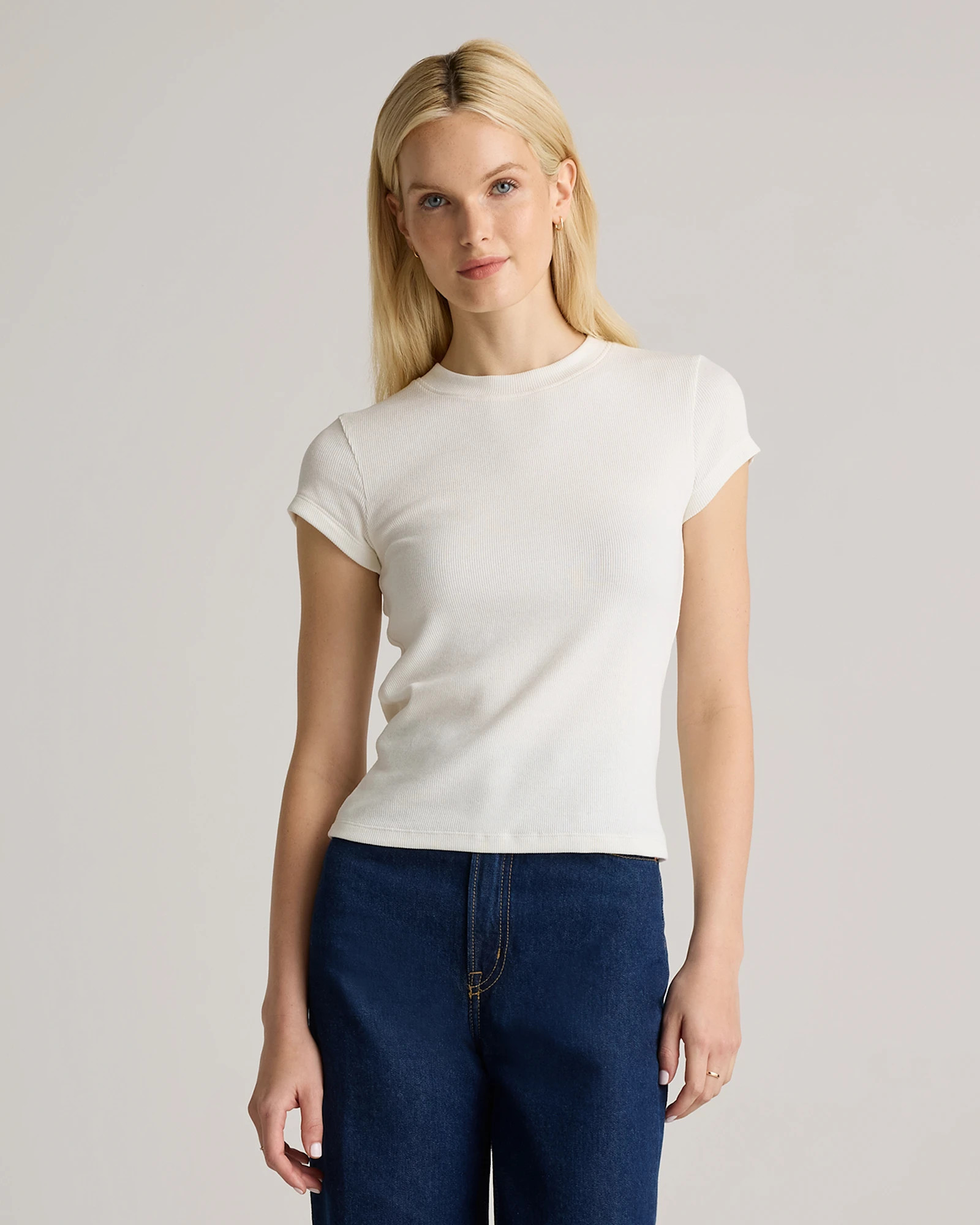 Organic Cotton Micro-Rib Crewneck Tee | Quince