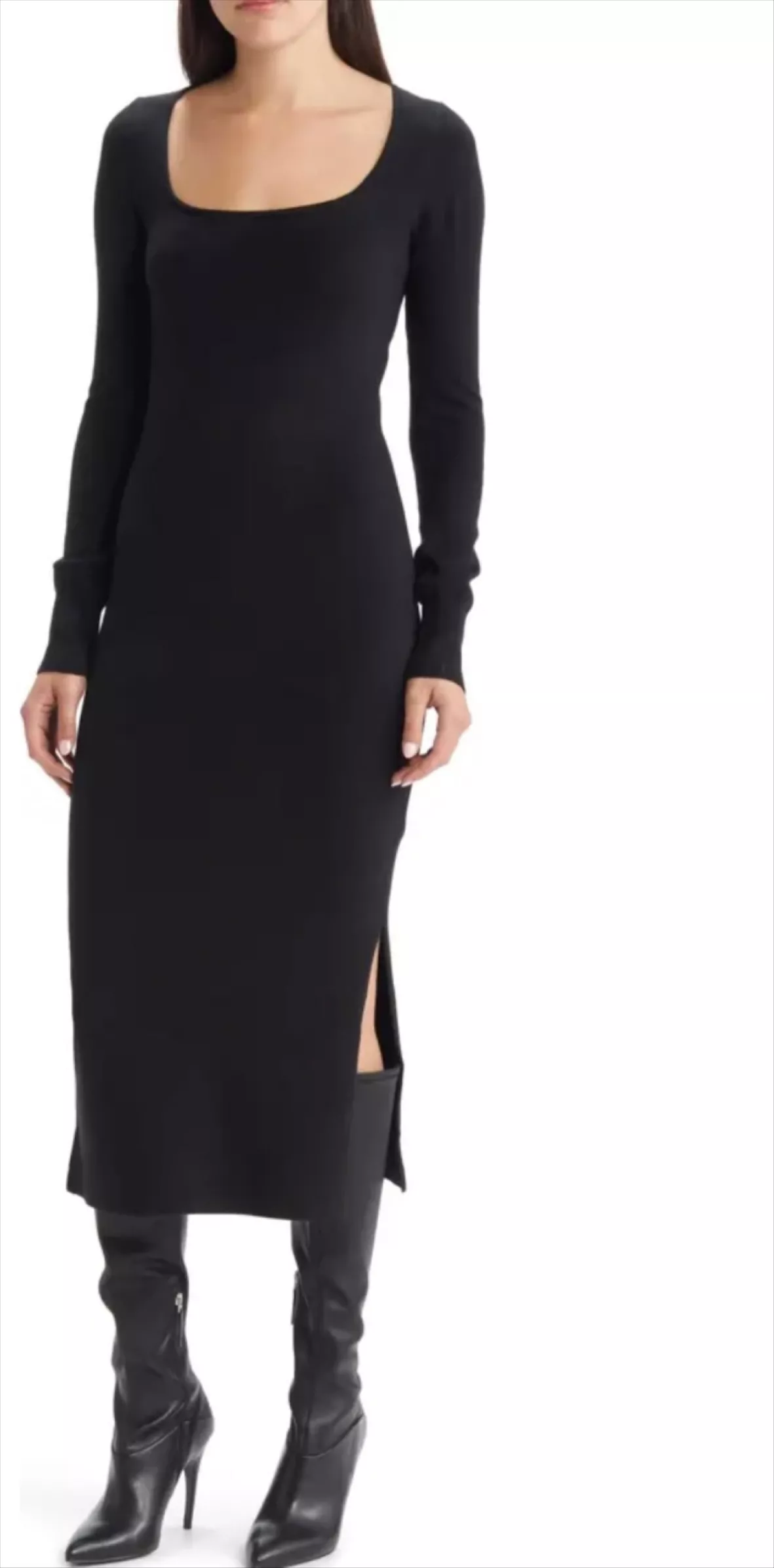 Babysoft Square Neck Midi Dress Black