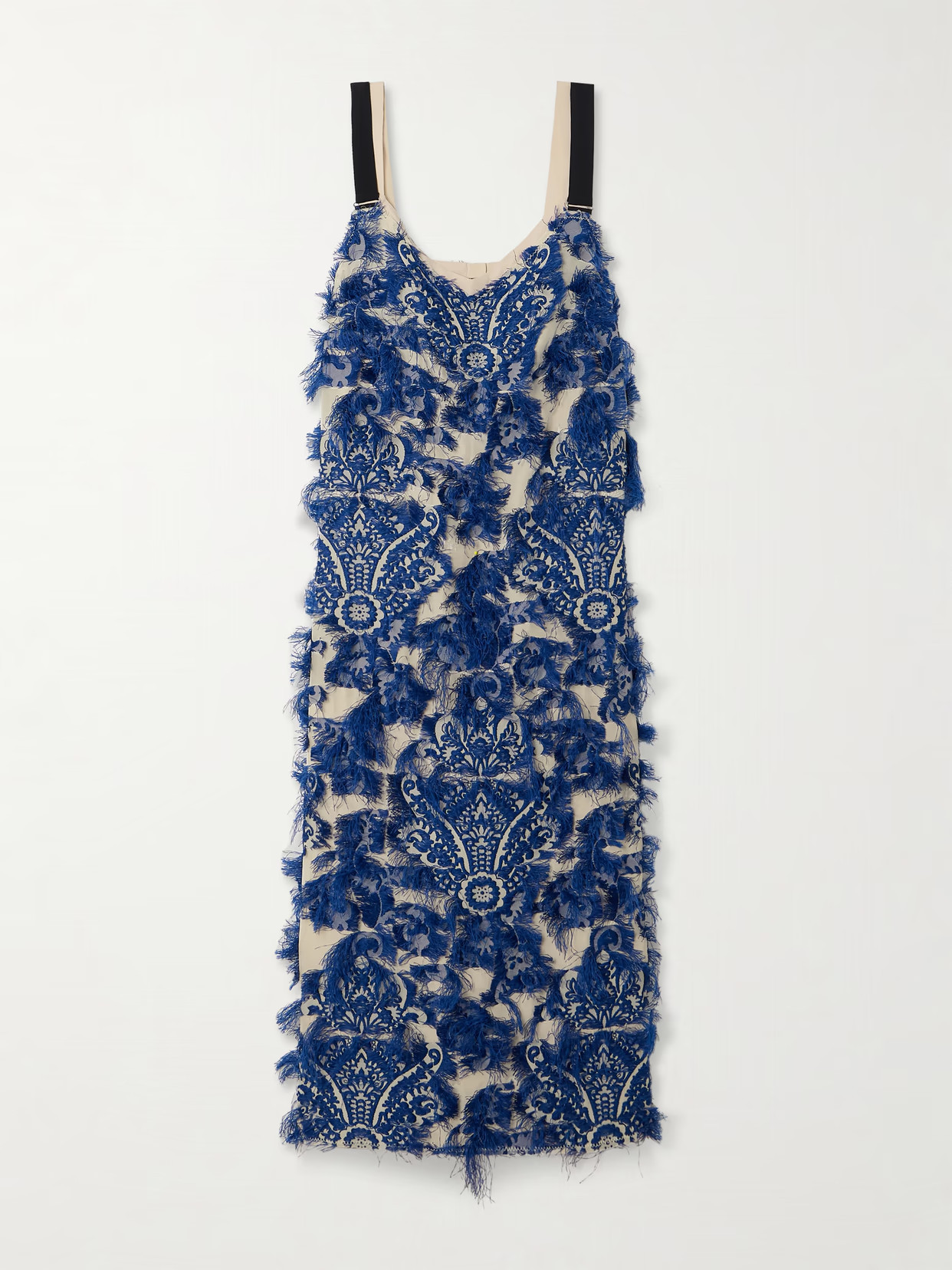 Erdem - Fringed Embroidered Tulle Midi Dress - Blue | NET-A-PORTER (US)