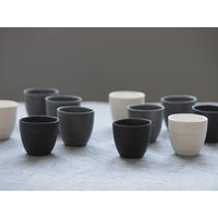 4 Round Espresso Cups, Modern Mug, Cup Set, Set Of Four Long Minimalist Black Wedding Gift | Etsy (US)