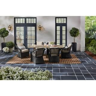 Home Decorators Collection Rosebrook 7-Piece Wicker Outdoor Dining Set with Performance Acrylic F... | The Home Depot