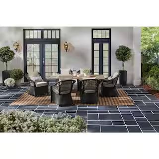 Home Decorators Collection Rosebrook 7-Piece Wicker Outdoor Dining Set with CushionGuard Plus Fla... | The Home Depot