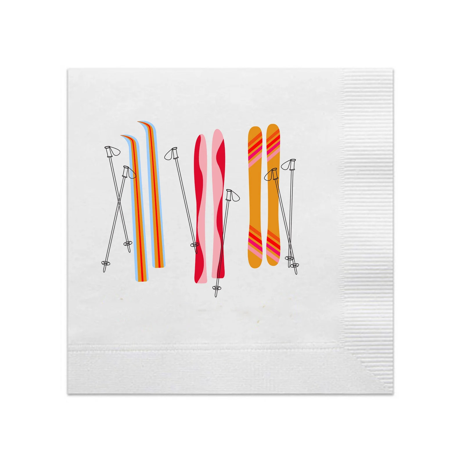 Skis Napkins Full Color Cocktail Napkins Ski Trip Cocktail - Etsy | Etsy (US)