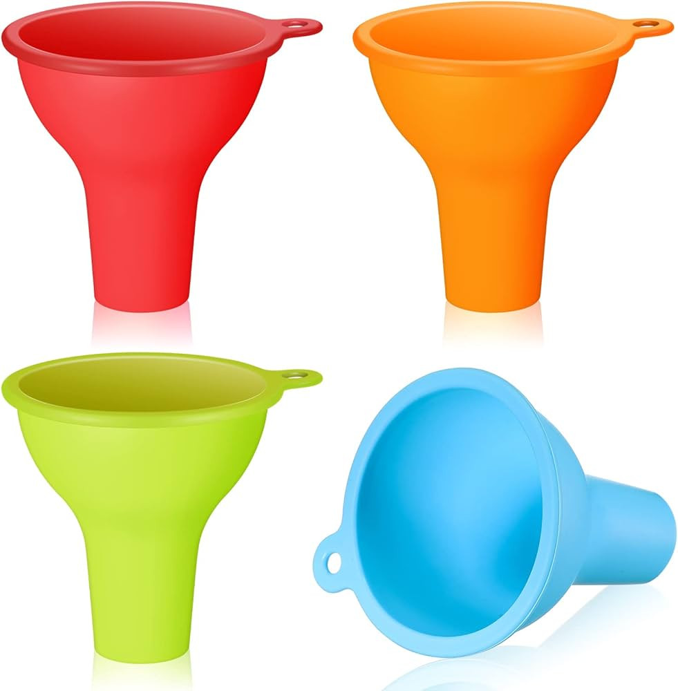 Silicone Funnels 4 Pieces Wide Mouth Funnel Flexible Condiment Funnel Sauce Funnel Canning Funnel... | Amazon (US)