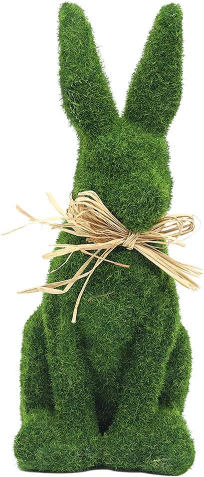 Mingfuxin Easter Bunny Statues, 12“ Furry Flocked Resin Rabbit, Faux Moss Easter Rabbit Holiday... | Amazon (US)