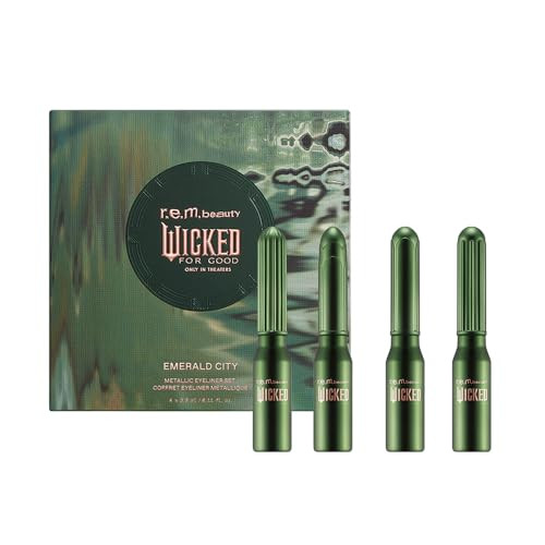 r.e.m. beauty by Ariana Grande Wicked: For Good | Emerald City Metallic Eyeliner Set | Long-Wearing, Smudge-Resistant Formula | 4 Shades | Amazon (US)
