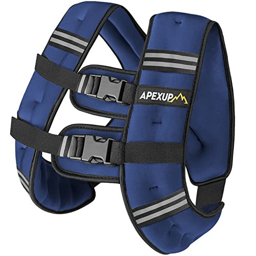 APEXUP Weighted Vest with 5lbs/10lbs/15lbs/20lbs/25lbs/30lbs Weights and Reflective Stripe, Weight Vest Men Women for Workout, Strength Training, Running (Blue, 15lbs) | Amazon (US)