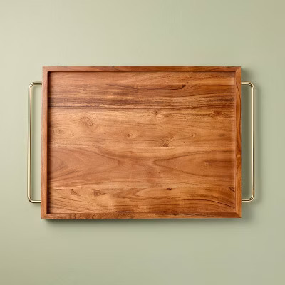 16"x24" Wooden Tray with Brass Wire Handles - Hearth & Hand™ with Magnolia | Target