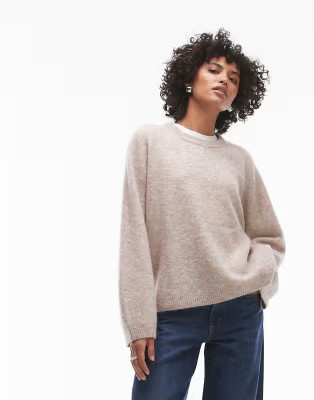 ARKET super soft alpaca wool blend  relaxed sweater in beige | ASOS (Global)