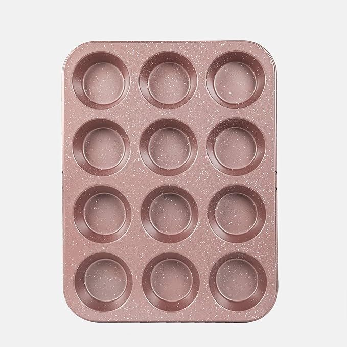 Cook with Color Bakeware Non Stick Cup Cake Pan, Speckled 12 Cup Muffin Tin, Baking Mold (Rose Go... | Amazon (US)