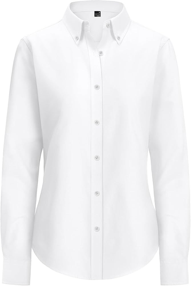 siliteelon Fitted Button Down Shirts for Women Oxford Shirt Cotton Dress Shirts Collared Long Sle... | Amazon (US)