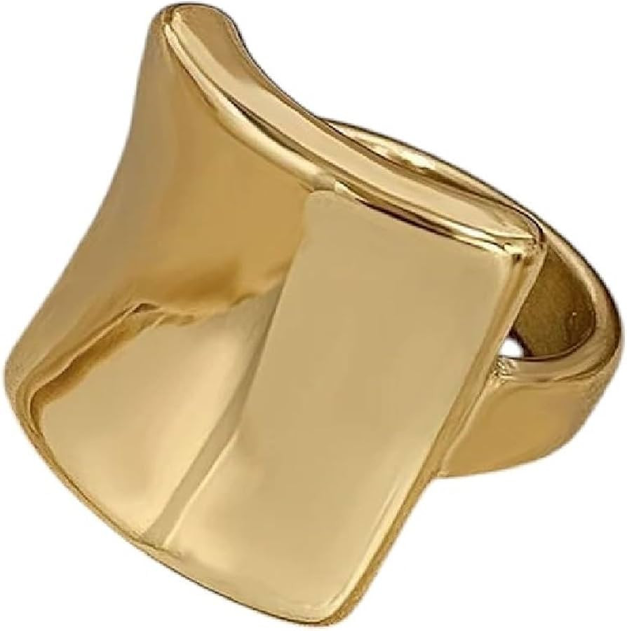 New 2026 Chunky Stainless Steel Rings for Women Aesthetic Heart Pearl Geometric Finger Ring Gold ... | Amazon (US)