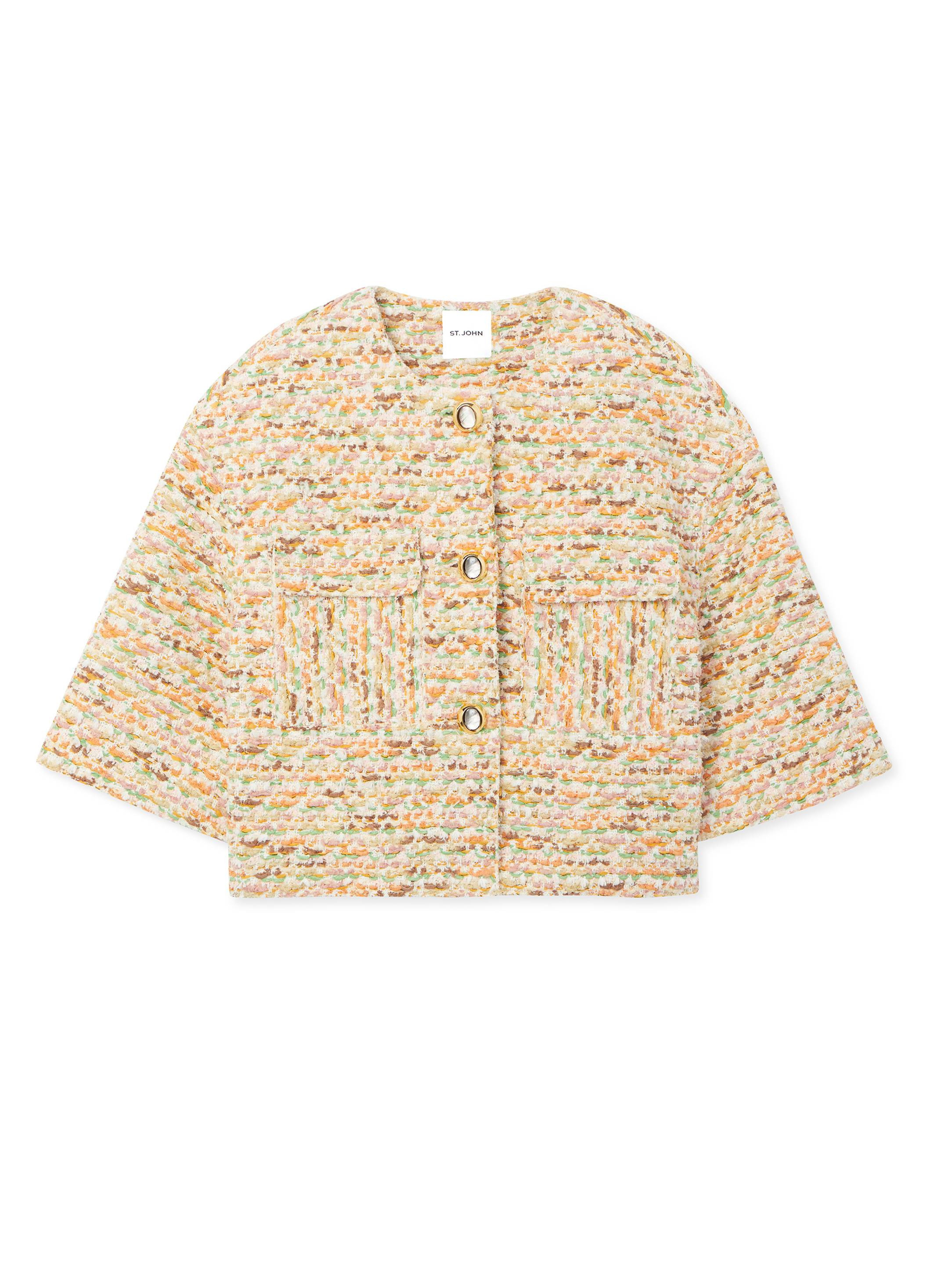 Novelty Ribbon Tweed 3/4 Sleeve Jacket | St. John Knits