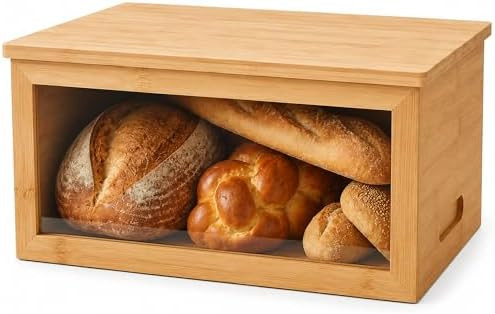 Inspera Bamboo Bread Box with Cutting Board Lid – Large Wooden Kitchen Countertop Storage Bin f... | Amazon (US)