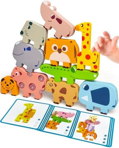 Montessori Toys for 1 2 3 Year Old Boys Girls, Toddler Toys Age 2-4, 10 Pack Wooden Animal Blocks... | Amazon (US)