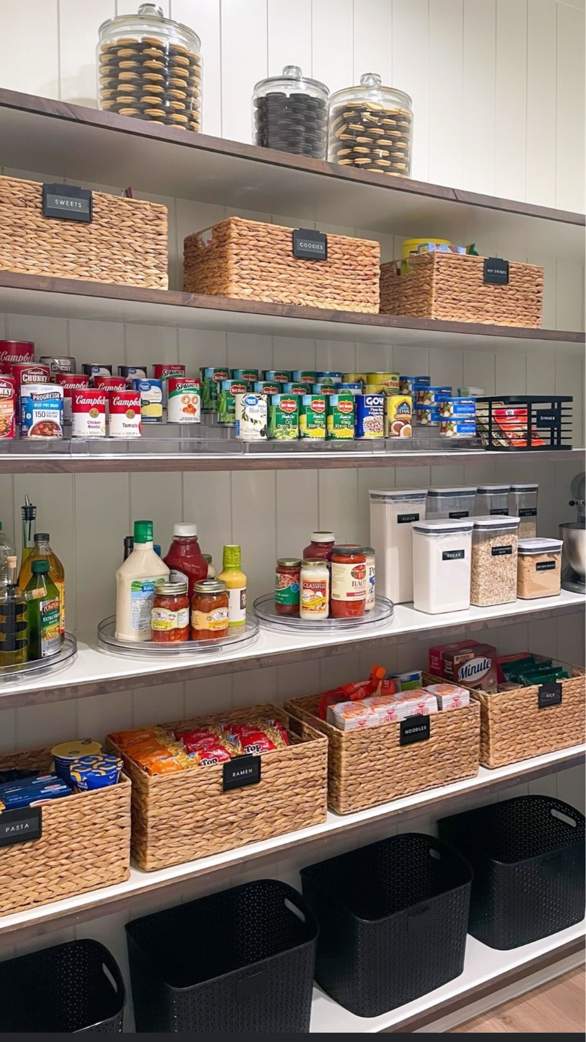 Pantry organization with black accents!