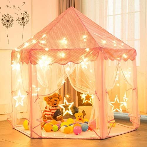 Princess Castle Play Tent Kids Indoor Princess Play Tent Kids Play House Girls Pink Play Tents To... | Amazon (CA)