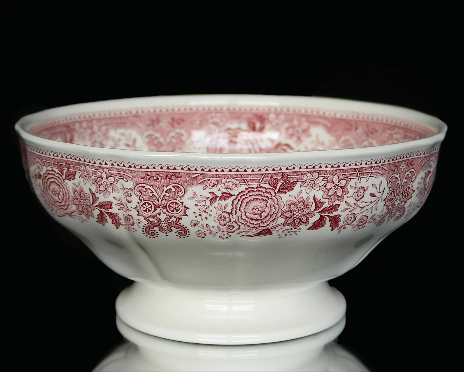 Footed Bowl Ø 19,5 Cm - Red and White - VILLEROY & BOCH - Burgenland Pattern - Etsy | Etsy (US)