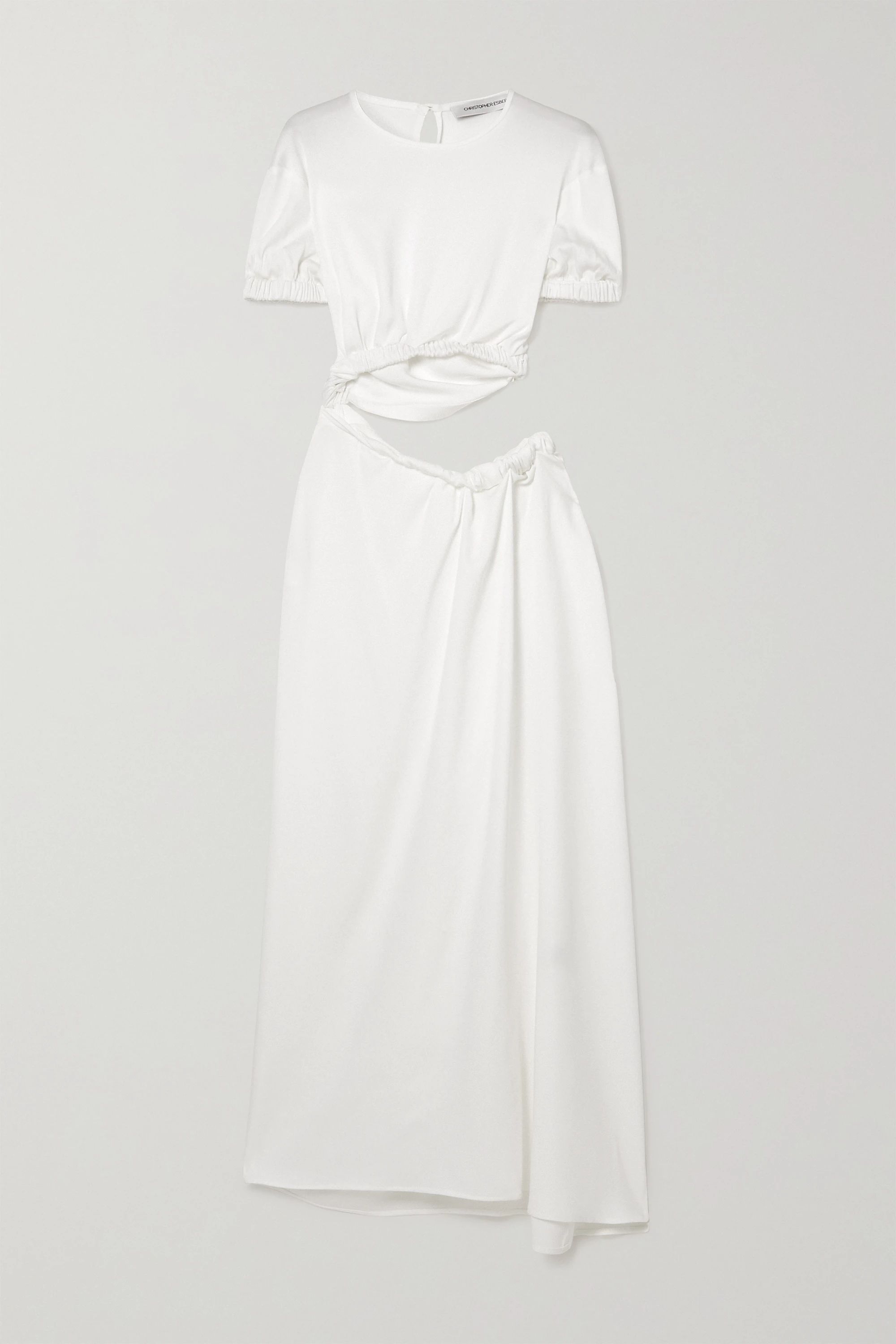 White Cutout gathered stretch-faille maxi dress | Christopher Esber | NET-A-PORTER | NET-A-PORTER (UK & EU)