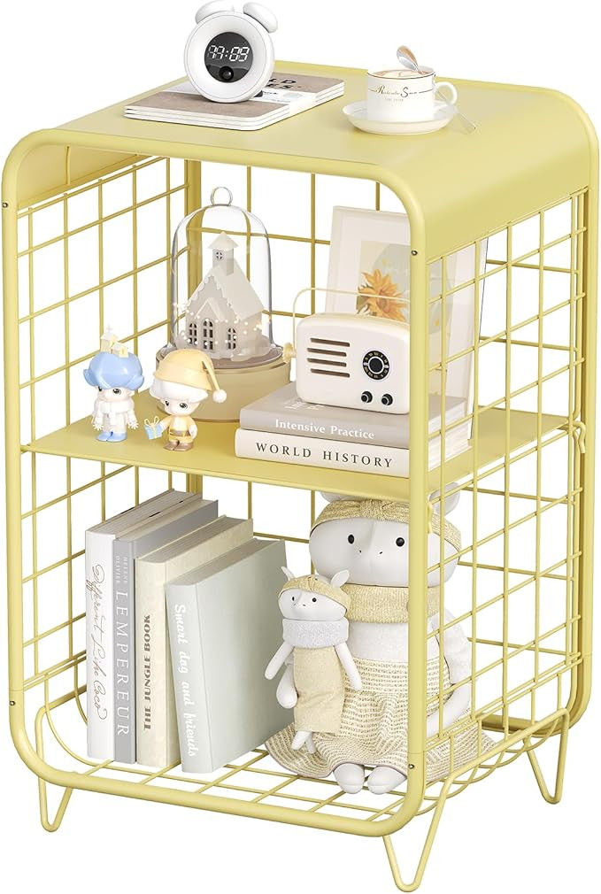 APEXCHASER Cute Nightstand,Metal Side Table,3-Tier Modern End Table with Storage, Small Coffee Ta... | Amazon (US)