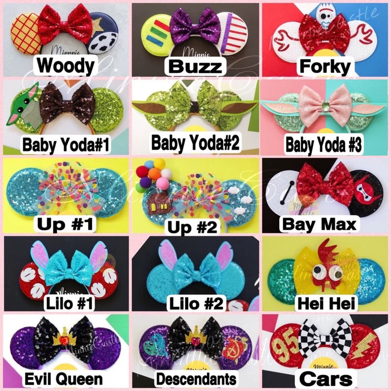 Minnie Ears, Adult Women Minnie Ears Elastic Headband, Mickey Ears, Princess Ears, Mickey Mickey ... | Etsy (US)