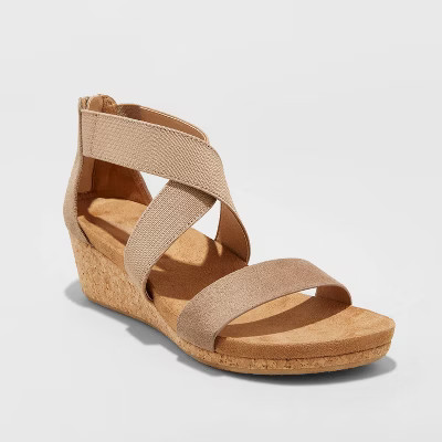 Women's Brita Elastic Microsuede Cork Bottom Wedge Pumps - Universal Thread™ | Target