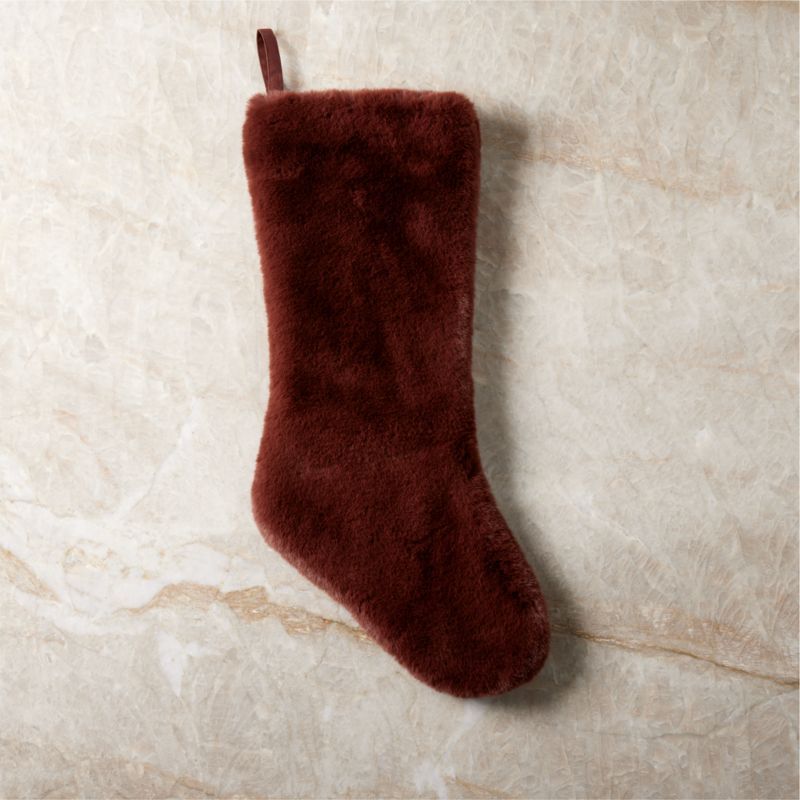Harlee Sienna Brown Faux Fur Christmas Stocking | CB2 | CB2