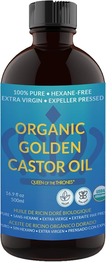 QUEEN OF THE THRONES Organic Golden Castor Oil - 500mL (16.9oz) | 100% Pure & Expeller Pressed fo... | Amazon (US)