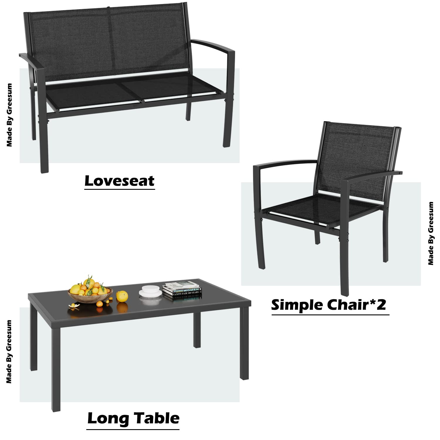 Greesum 4 Pieces Patio Furniture Set, Outdoor Conversation Sets for Patio, Lawn, Garden, Poolside... | Amazon (US)