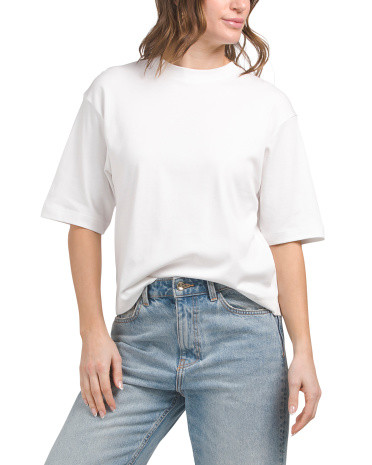 Pima Cotton Wide Sleeve Cropped Tee | TJ Maxx