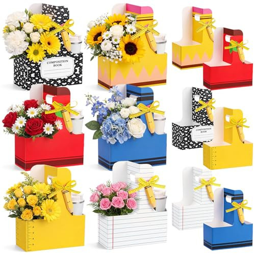 Hushee 12 Set Teacher Appreciation Gifts 2 Cup Drink Carrier with Handle Pencil Greeting Card Tape Measure Ribbon for Back to School Teacher Gifts | Amazon (US)