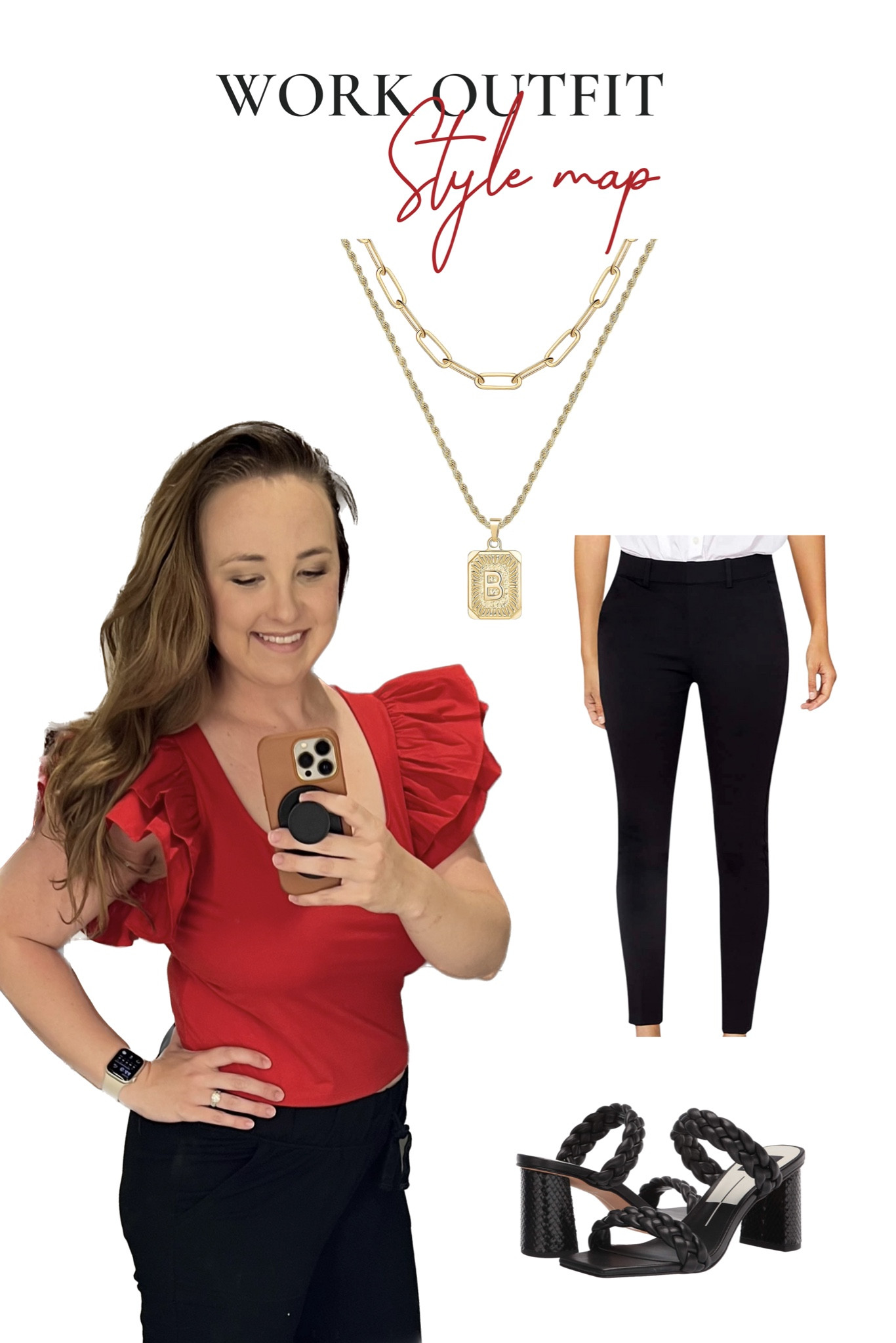 Red and black work outfit. Love these pants for postpartum. They look like work slacks, but are stretchy like yoga pants! Can be paired with heels or loafers! Got so many complements on this outfit at work yesterday. The sleeves are the confidence boost I didn’t know I needed. 

Wearing a M in the top and size 12 in pants (they still fit great even after losing some postpartum baby weight).

Dolce vita | black heels | ruffle sleeves | puffy sleeves | work outfit | comfortable | postpartum | working mom | amazon | target | sale | black pants | professional outfit 

#LTKstyletip