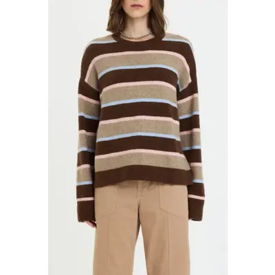 DAZE Carlyle Stripe Oversize Cotton Blend Sweater in Dune Stripe at Nordstrom, Size Small | Nordstrom
